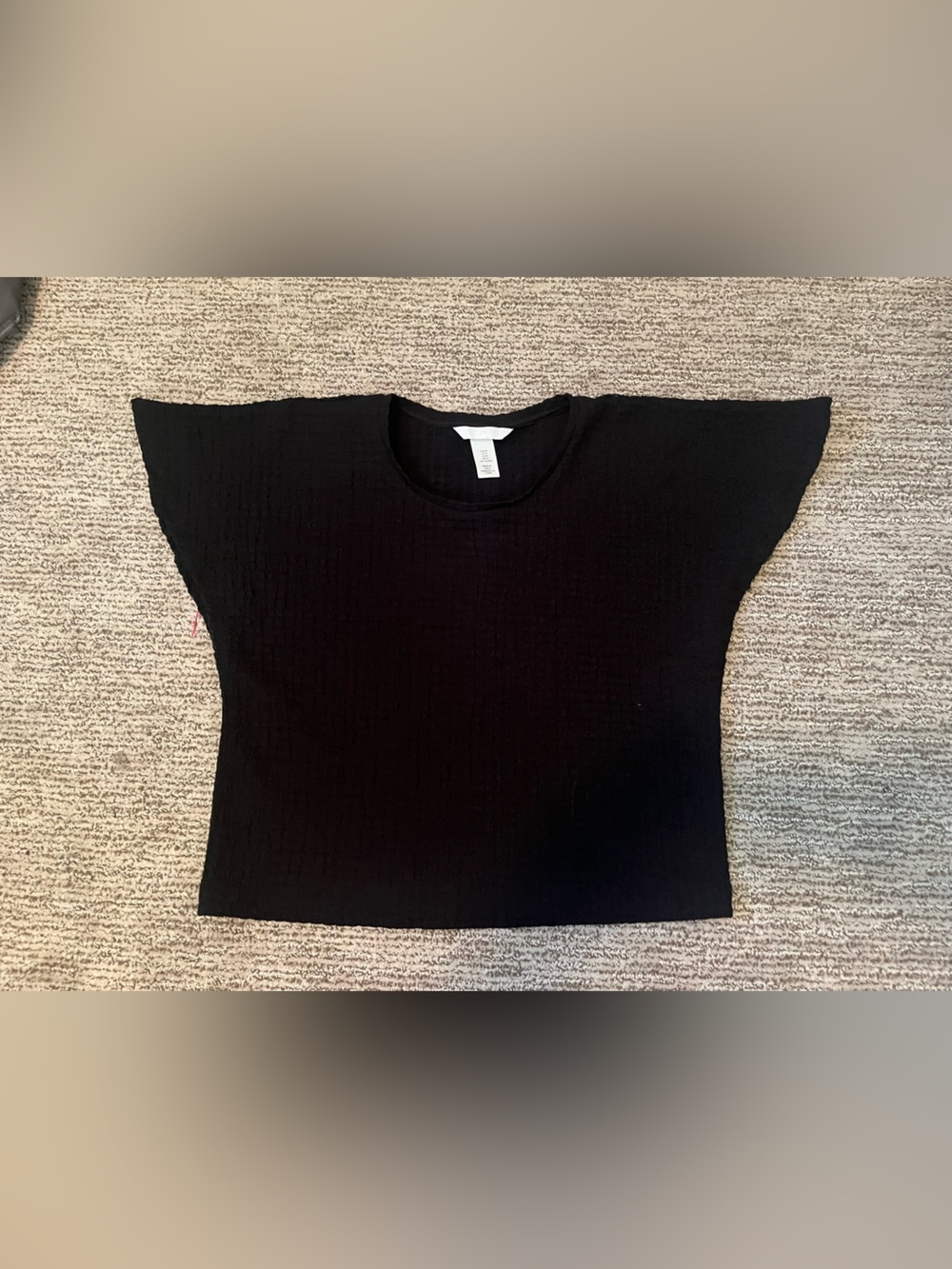 H&M Black Short Sleeve Boxy Knit Top